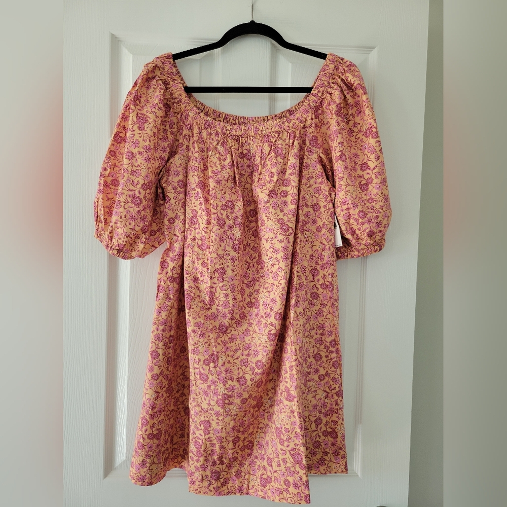 NWT Large Old Navy Pink/Orange Floral Dress - Picture 2 of 6